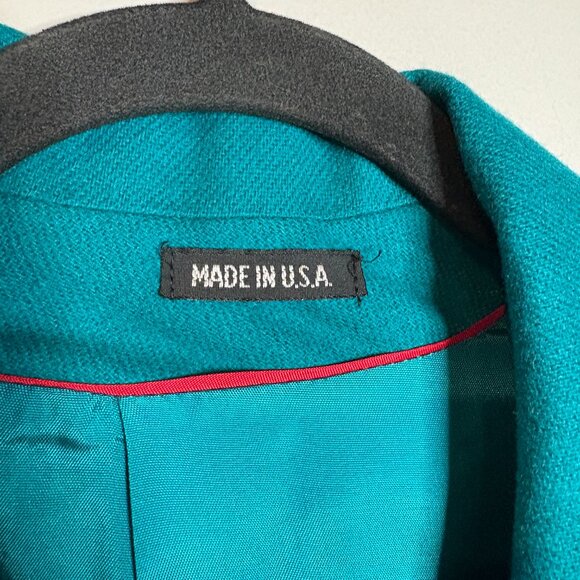 Vintage vtg teal blue wool blazer jacket - Picture 3 of 5
